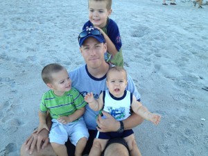 Husband with Kids at Beach