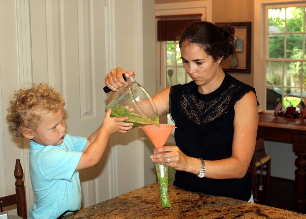 making veggie popsicles for kids