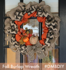 Fall Burlap Wreath DIY Chevron Orange Pumpkin