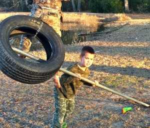 Zach pushing tire