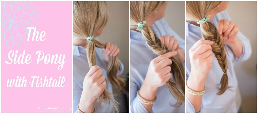 Side ponytail fishtail easy mom hairstyle