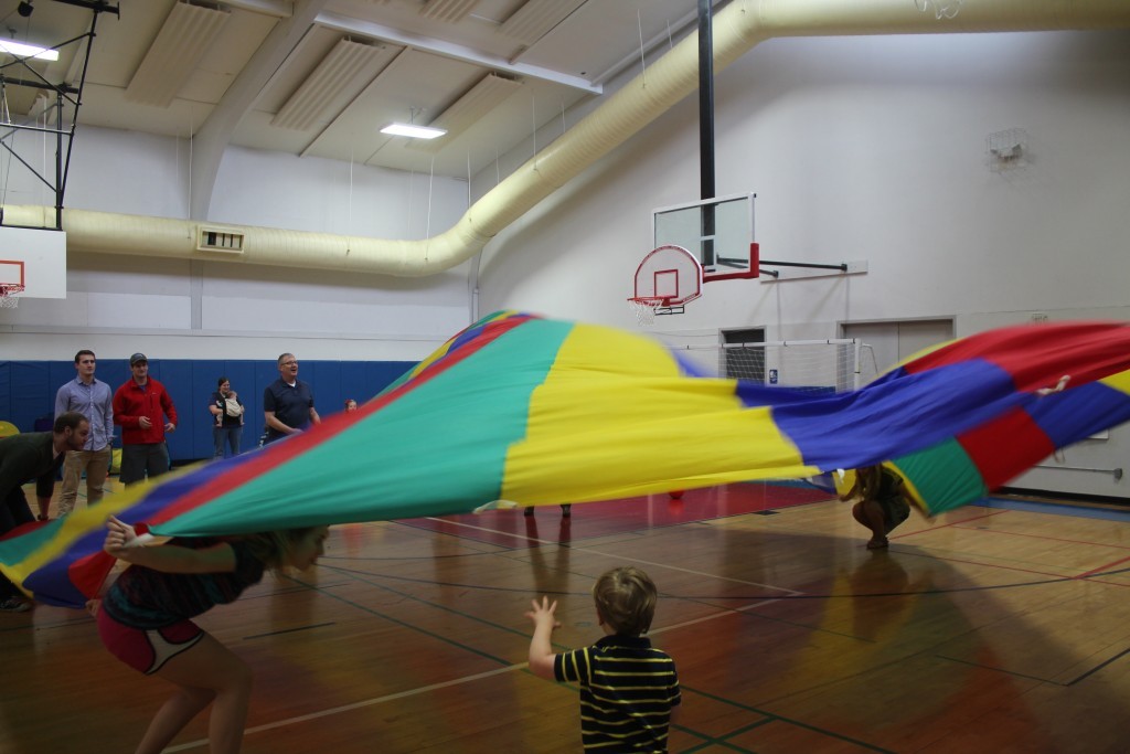 parachute play at rec center birthday party Dallas