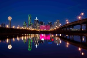 You can't miss the Omni at night. Don't worry though, from the inside, you can't see the cool lights! (Courtesy of Omni Hotels.)