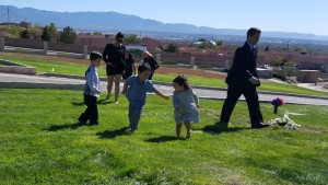 Kids playing at funeral