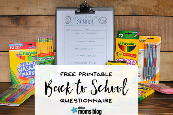 Free Printable Back to School Questionnaire - Megan Harney for Dallas Moms Blog 1