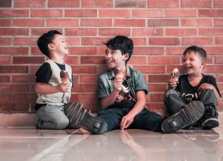 3 boys laughing with ice cream cones, Celebrate National Sons Day