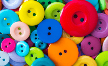 Lots of colorful buttons.