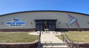 Facade of Amelia Earhart Hangar Museum in Atchison, Kansas.