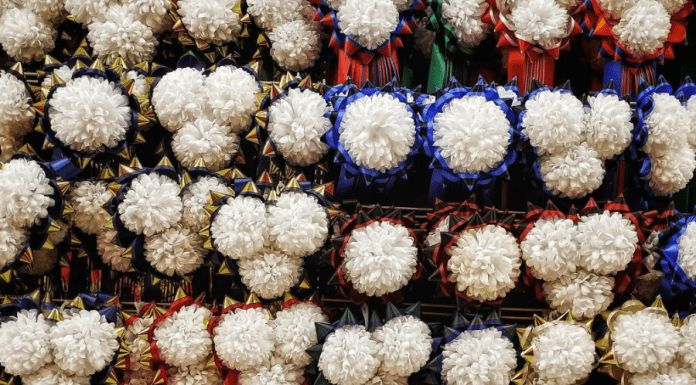 Homecoming mums with ribbons are a Texas tradition